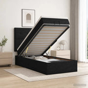Letto ottomano con materasso Nero 100 x 200 cm Tessuto 3457468