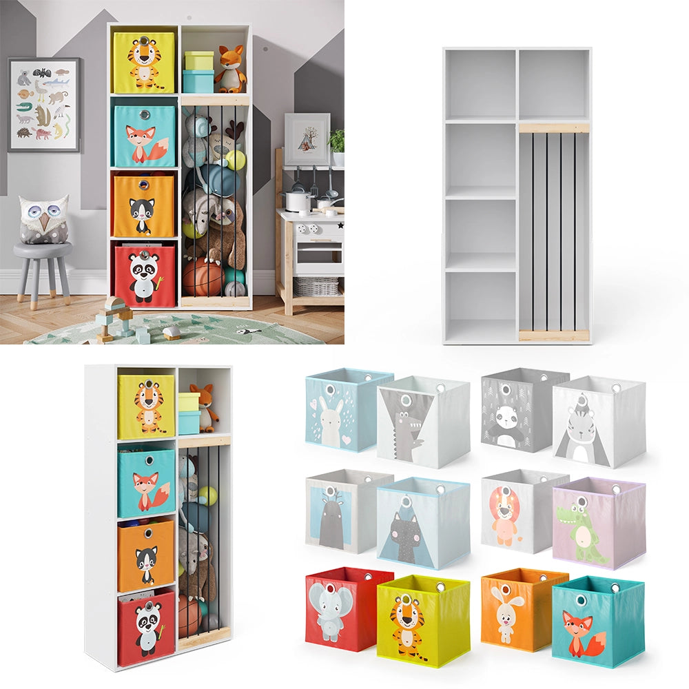 Vicco Libreria bambini Bianco 72 x 143 cm con 4 scatole pieghevoli opt.1