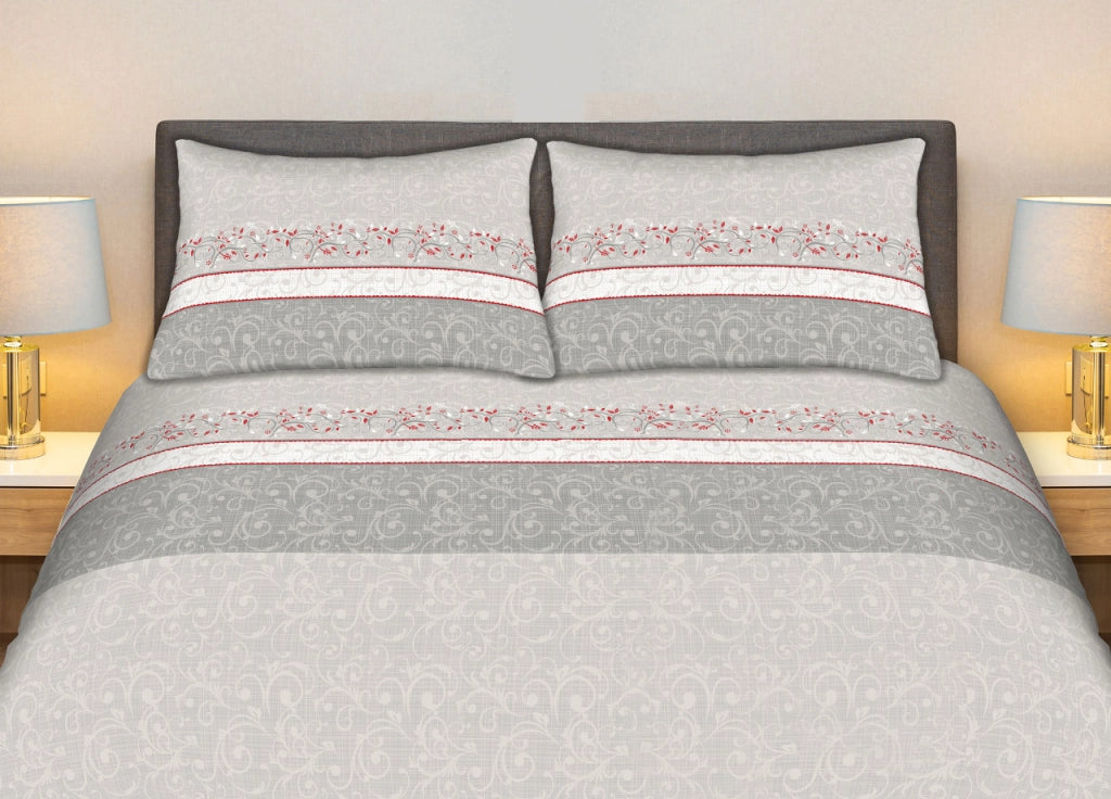 Completo Lenzuola Stiro Facile 100% Cotone Made Italy Effetto Seta Drappo - Matrimoniale - Grigio