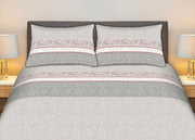 Completo Lenzuola Stiro Facile 100% Cotone Made Italy Effetto Seta Drappo - Matrimoniale - Grigio