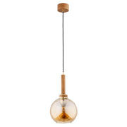Lampada a sospensione legno vetro ambra BALERINA E27 Alfa