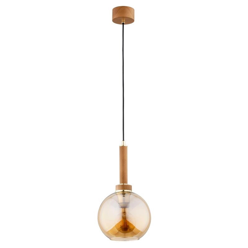 Lampada a sospensione legno vetro ambra BALERINA E27 Alfa