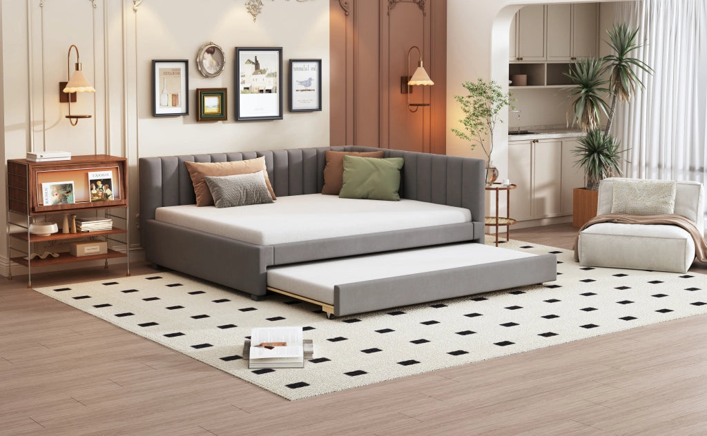 Letto poltrona estraibile in velluto grigio 140x200 cm