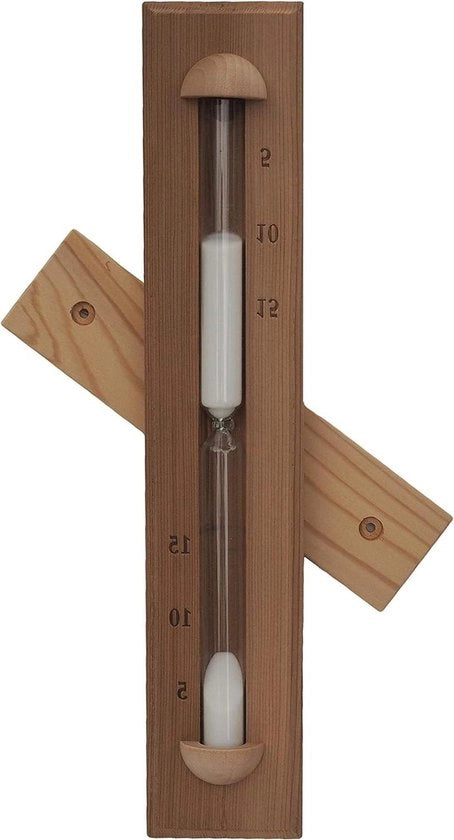 Orologio a Sabbia in Cedro per Sauna a Parete con 15 Minuti - Bianco - Ambiente di Sala di Sauna con Alta Sicurezza