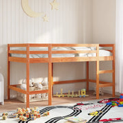 vidaXL Letto Soppalco con Scala Bambini Marrone 80x200cm Massello Pino