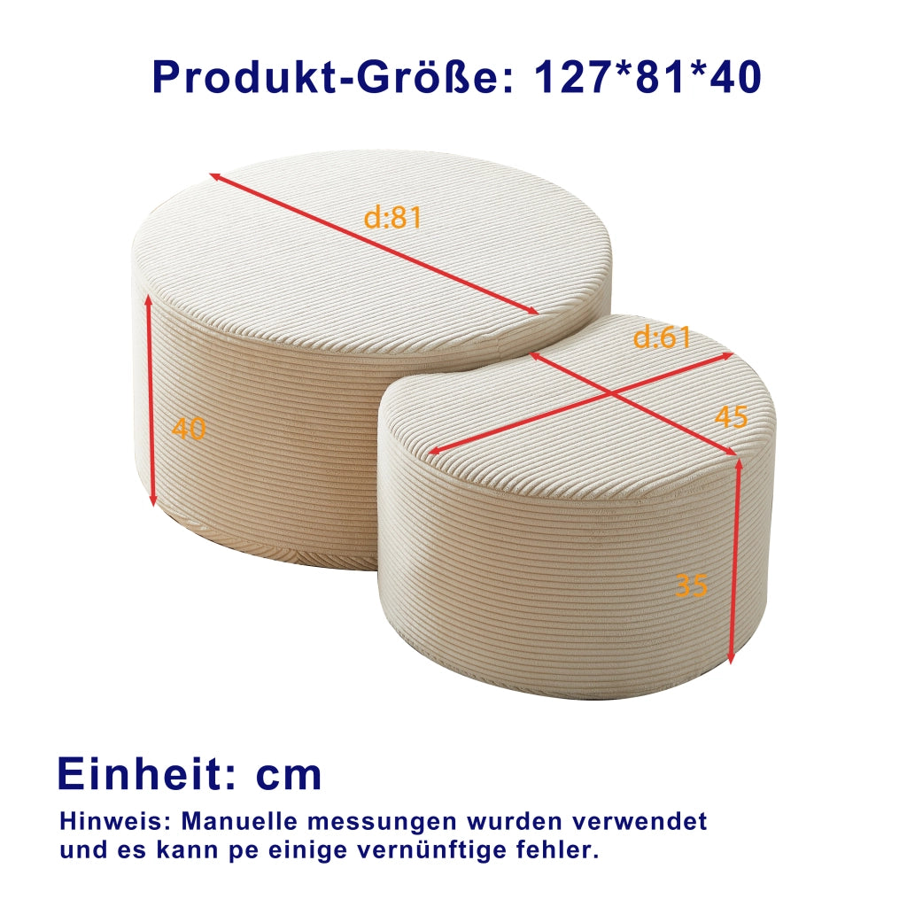 TAVOLINO Set da 2 pezzi 84x28x28 cm in tessuto beige