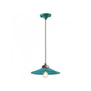 Lampadario Vintage Colors Ferro E Ceramica Verde Petrolio 1 Luce E27 30Cm