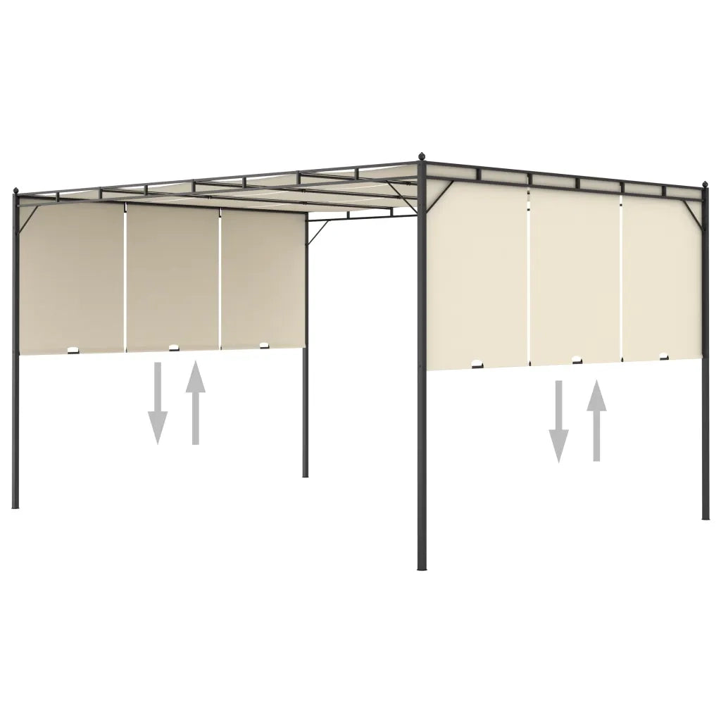Gazebo da Giardino con Tenda Laterale-Baldacchini e gazebo 4x3x2,25 m Crema