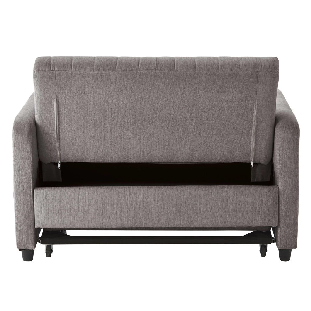 Divano letto 166x95 cm con schienale regolabile; tessuto in cotone e lino; grigio