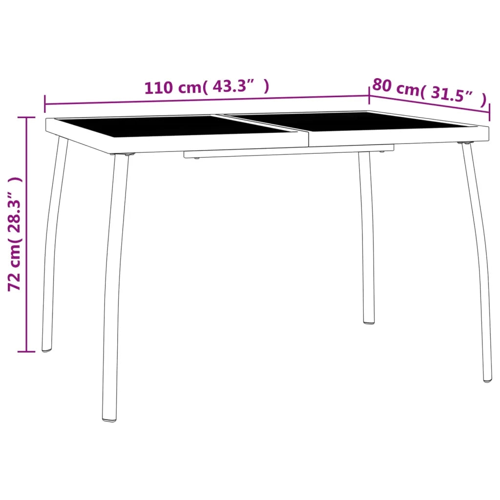Tavolo da Giardino Antracite 110x80x72 cm Rete d'Acciaio