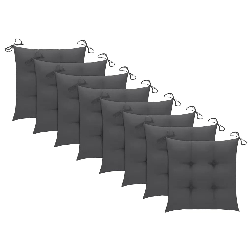 Sedie da Giardino con Cuscini 8 pz in Massello di Acacia Grigie cod mxl 9239