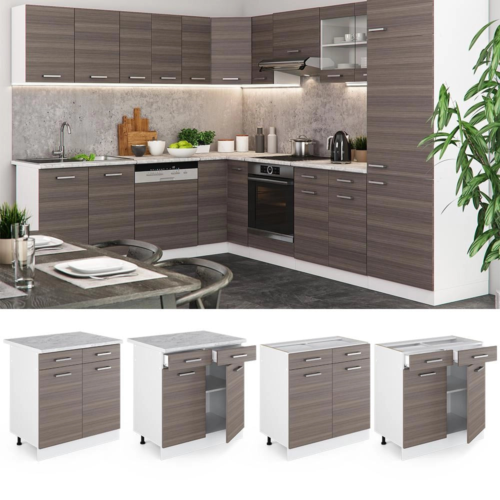 Mobiletto base per cucina R-Line Grigio nobile/Bianco 80 cm senza piano di lavoro Vicco