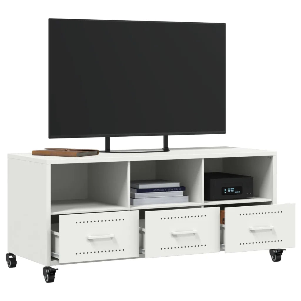 Mobile TV Bianco 100,5x39x43,5 cm in Acciaio 846697