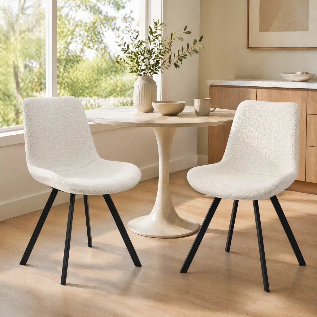 SEDIA girevole 360° in tessuto bianco e metallo Set da 2 pezzi