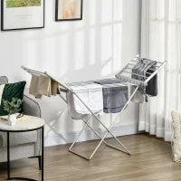 Stendino Elettrico Riscaldato con Ali Pieghevole Salvaspazio in Lega di Alluminio, 144x53x91cm, Argento