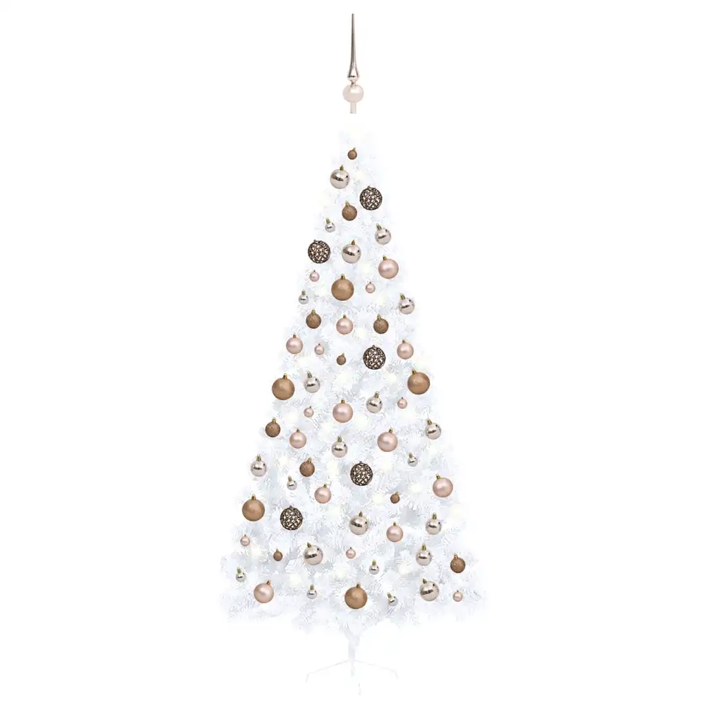 Set Albero Natale Artificiale a MetÃ  LED Palline Bianco 240cm  cod mxl 26158