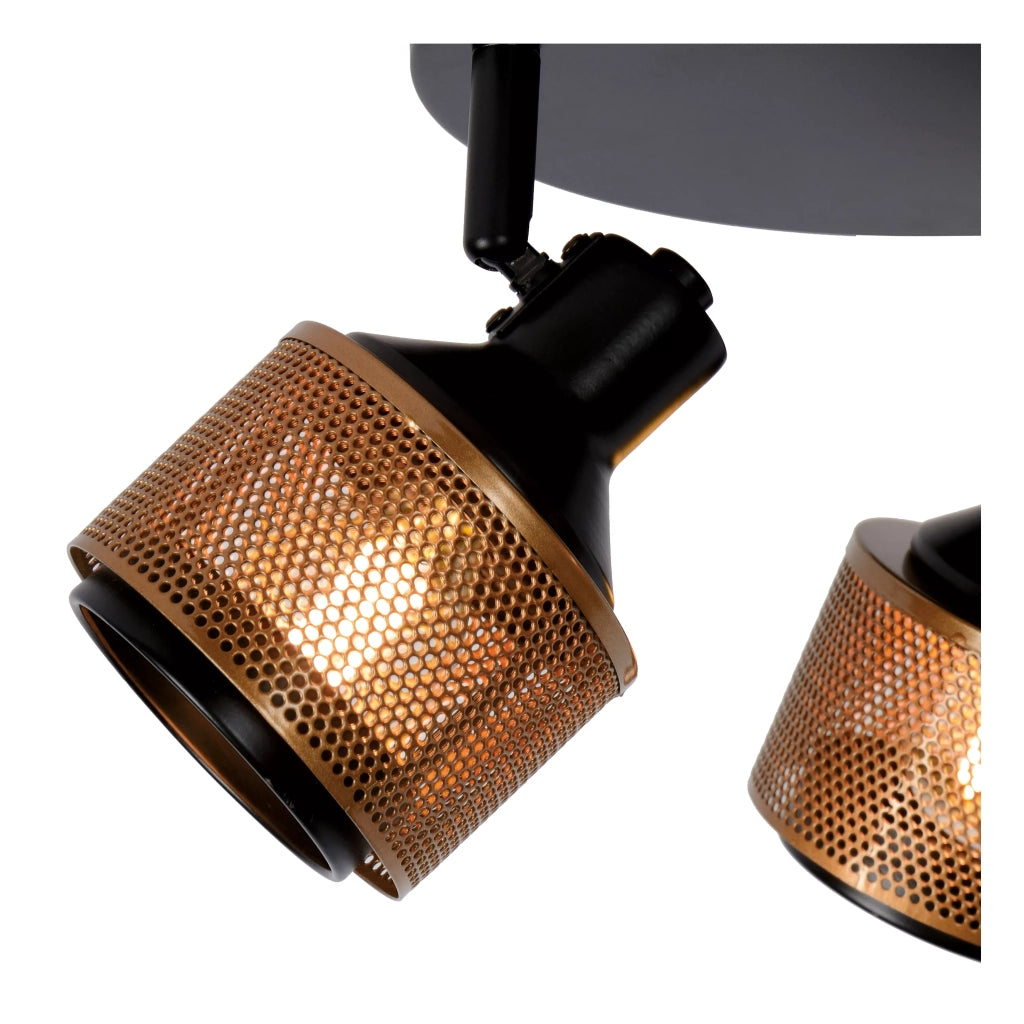 Plafoniera Lucide RAFA 3 faretti nero oro E14 35cm 40W
