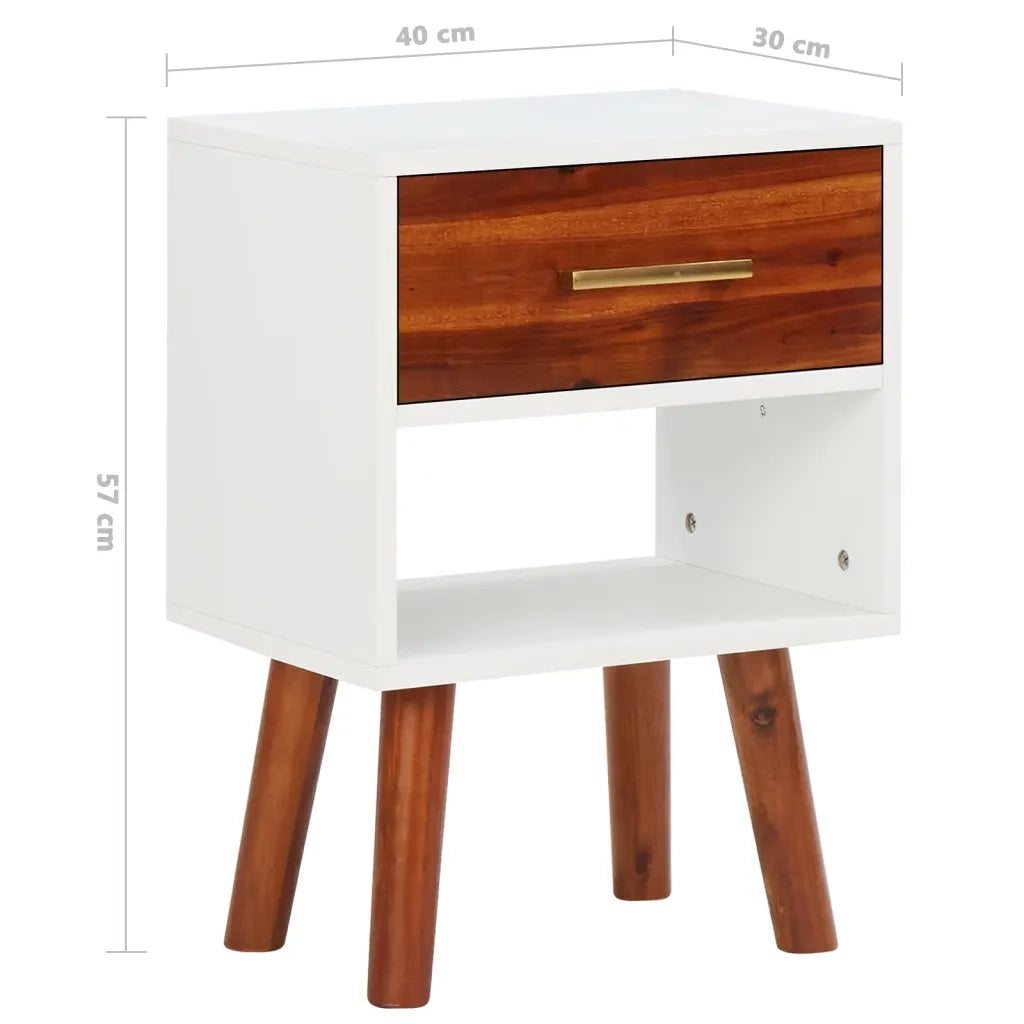 Comodini in Legno Massello di Acacia 2 pz-Set di 2 Tavolino da notte 40x30x57 cm