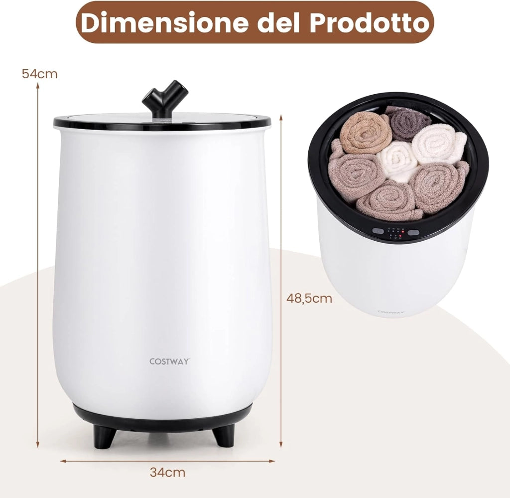 COSTWAY 23L Secchio Riscaldatore di Asciugamani, Secchiello con Portadischi Profumato, 3 Livelli di Riscaldamento, Timer e Spegnimento Automatico (Nero)