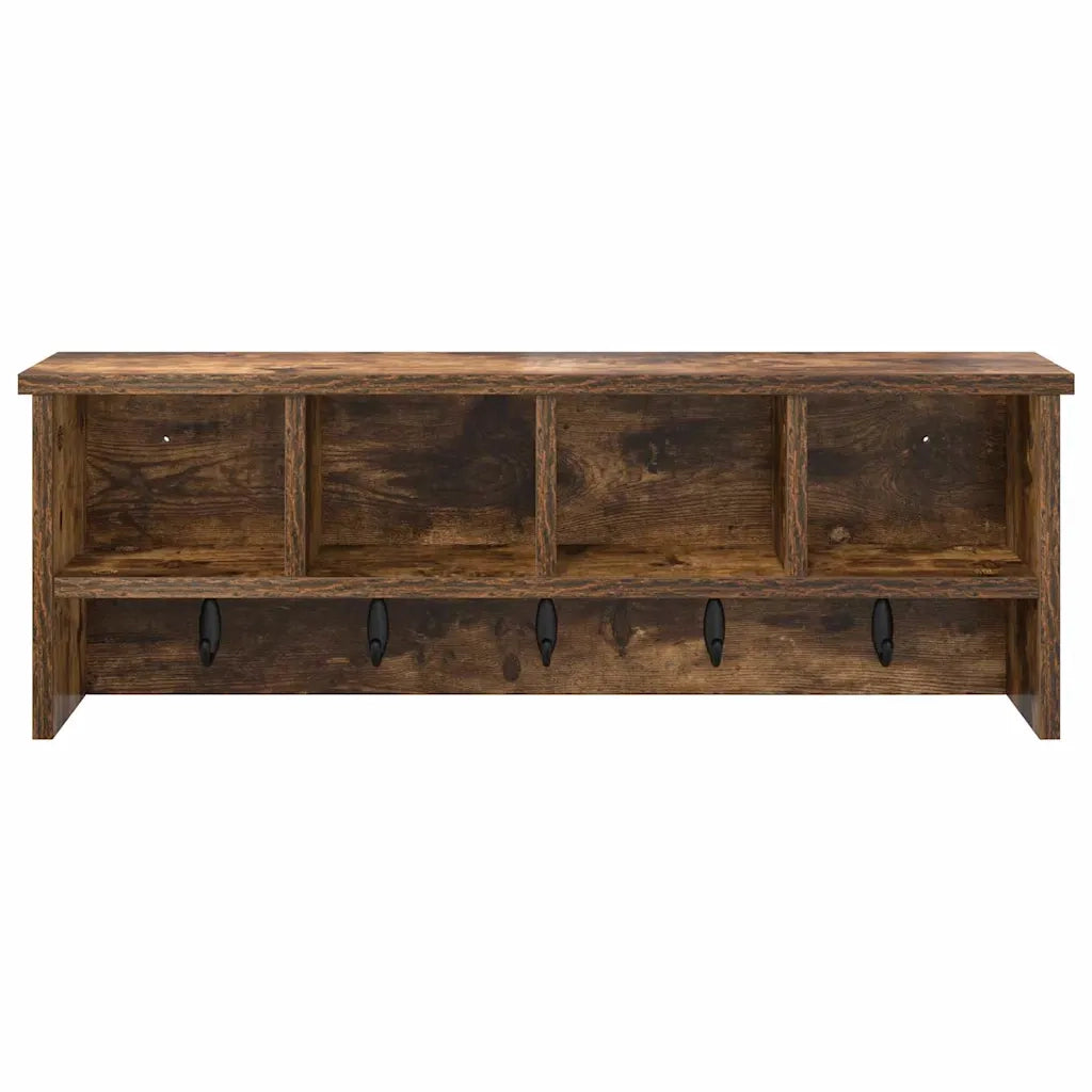 Appendiabiti a muro con lo scaffale Rovere fumé 75 x 16 x 26 cm 874319