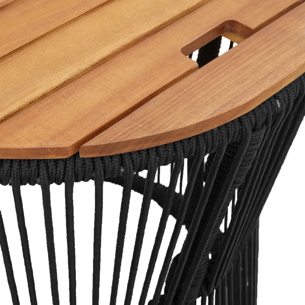 Tavolini da Giardino 2 pz | Tavolino da esterno con Piano in Legno Neri in Polyrattan