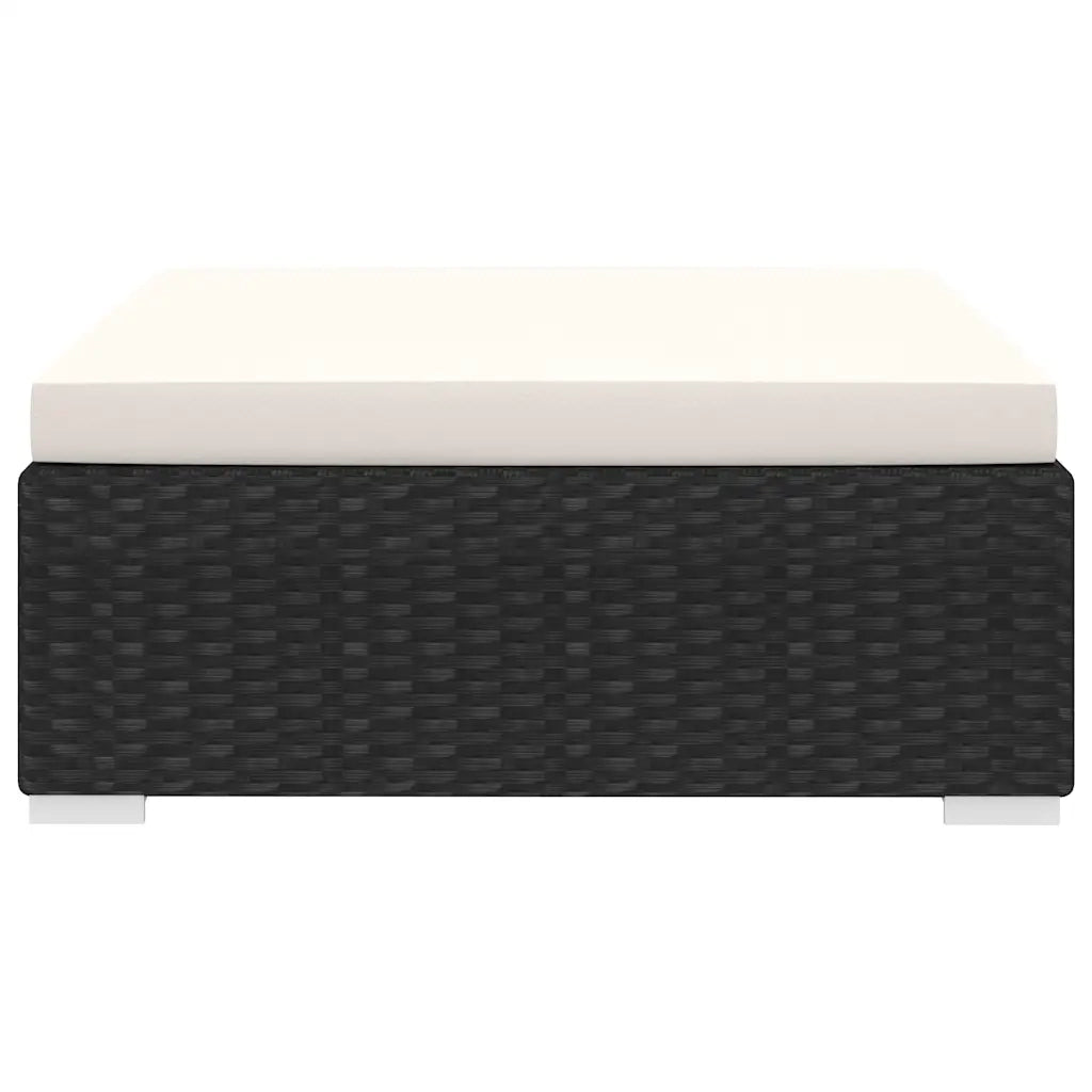 Sedia da giardino-Poggiapiedi Modulare 1 pz con Cuscino in Polyrattan Nero 950089