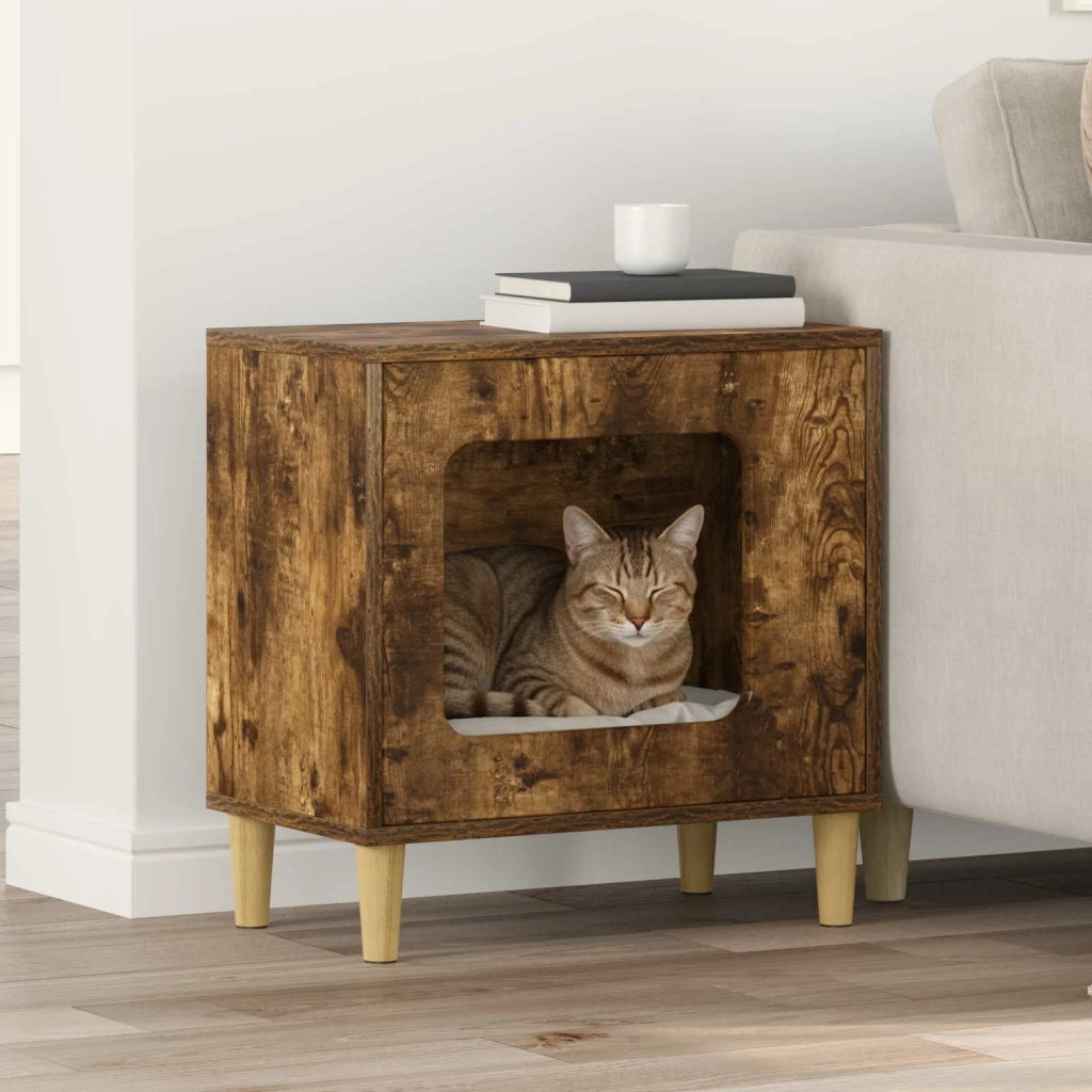 Casa per Gatti Rovere fum¨¦ 51 x 30 x 52 cm Legno multistrato CFW6165607