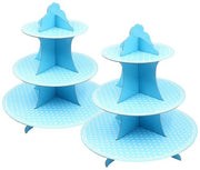 Supporto per Torta a 3 Livelli in Cartone - Blu Pastello - Dischi Ronde