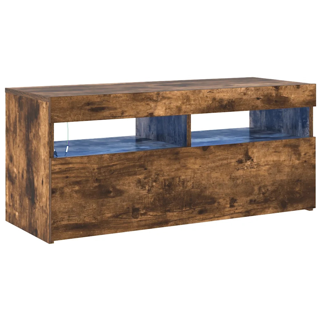 Mobile Porta TV con Luci LED Rovere Fumo 90x35x40 cm cod mxl 24423