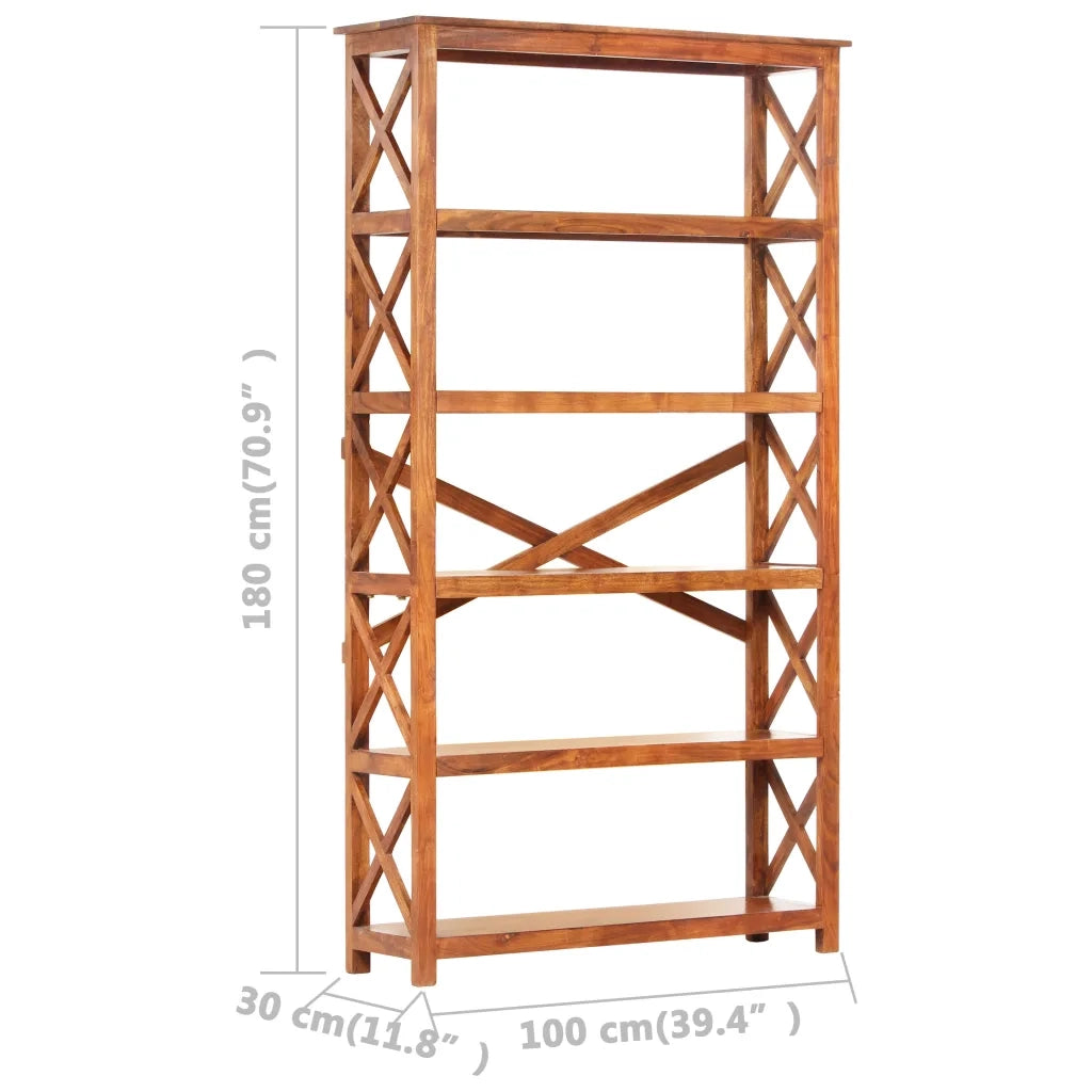 Libreria 100x30x180 cm Legno Massello Acacia Finitura Miele cod mxl 16383