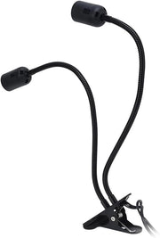 Lampada da scrivania a clip con interruttore E26/E27, 360 gradi, due testine, clip su supporto con interruttore e clip per testa di letto, nero (#2)