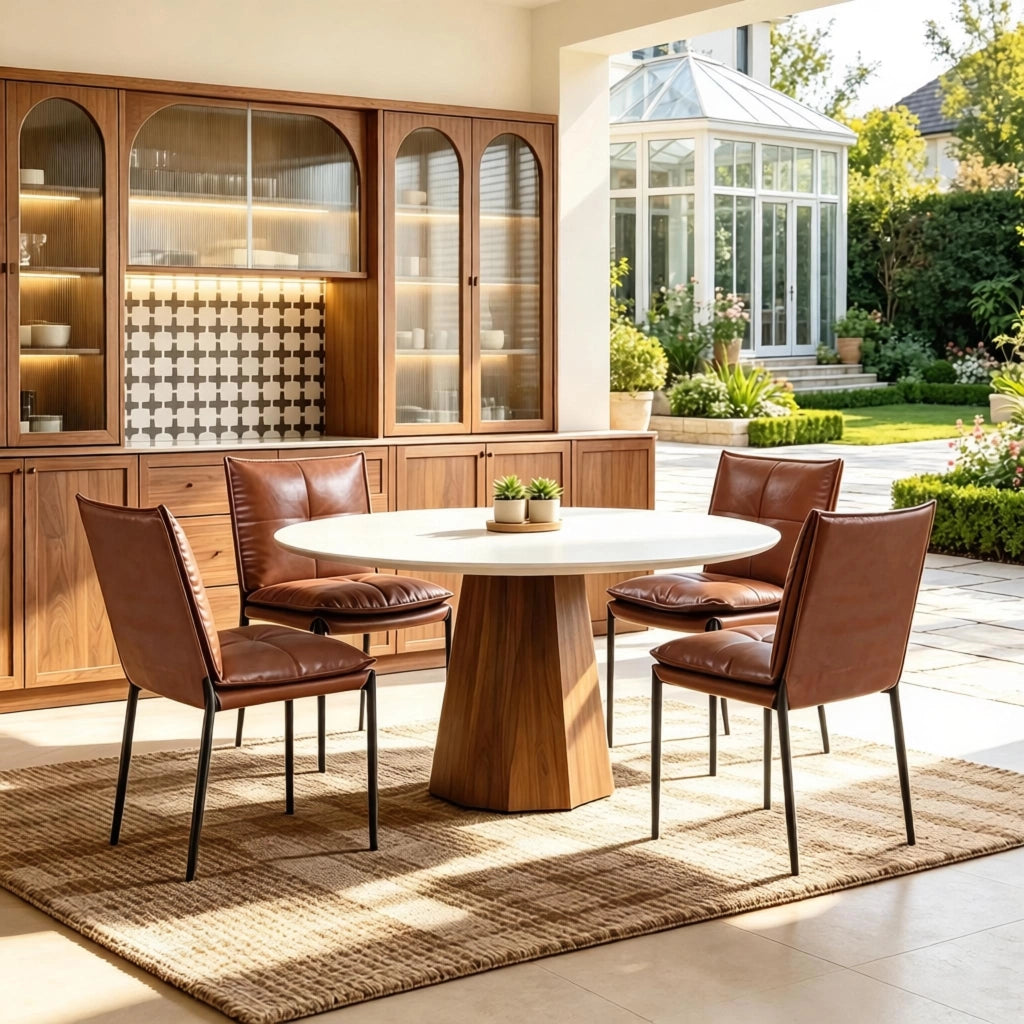 SEDIA da pranzo imbottita Set da 4 pezzi 48x55x87 cm Marrone/Nero