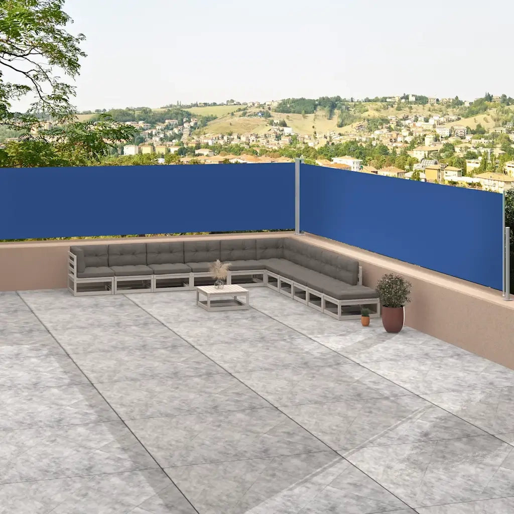 Tenda Laterale retrattile-Tenda parasole per balcone Blu 117x1200 cm