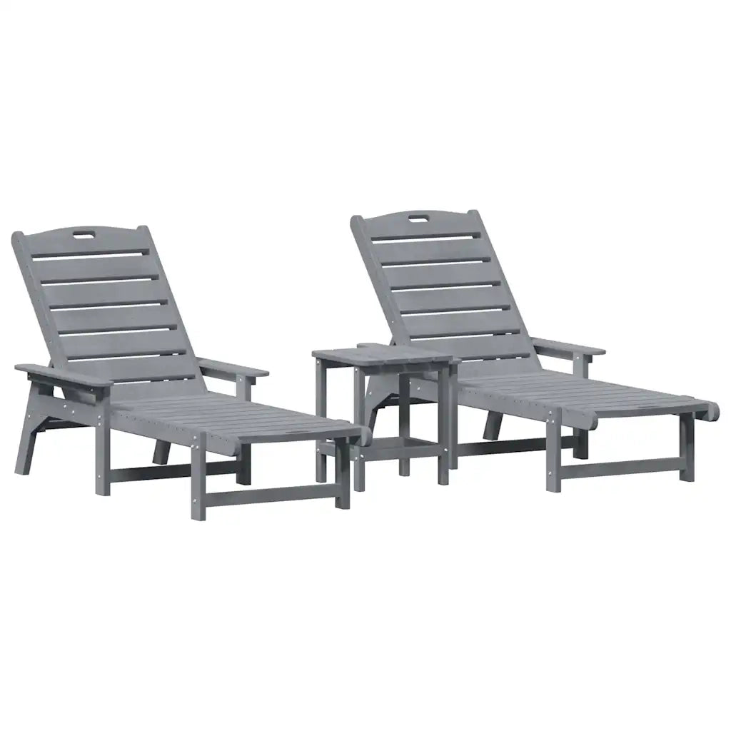 Lettino da sole 3 pcs Grigio chiaro Polietilene 3335857