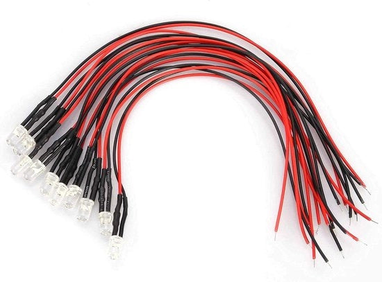 LED diodo emettore di acqua 0,06W 12V con connessione pre-impiantata per LED-verlichting 3mm 5mm 10mm