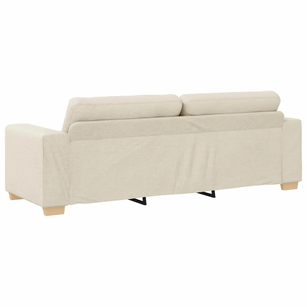 Divano 3-Persone Beige 220 cm Tessuto misto lino 4105097