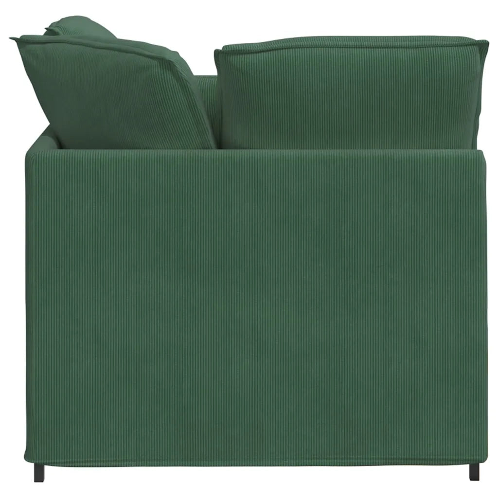 Divano Modulare con Poggiapiedi e Cuscini Verde Scuro 3321232