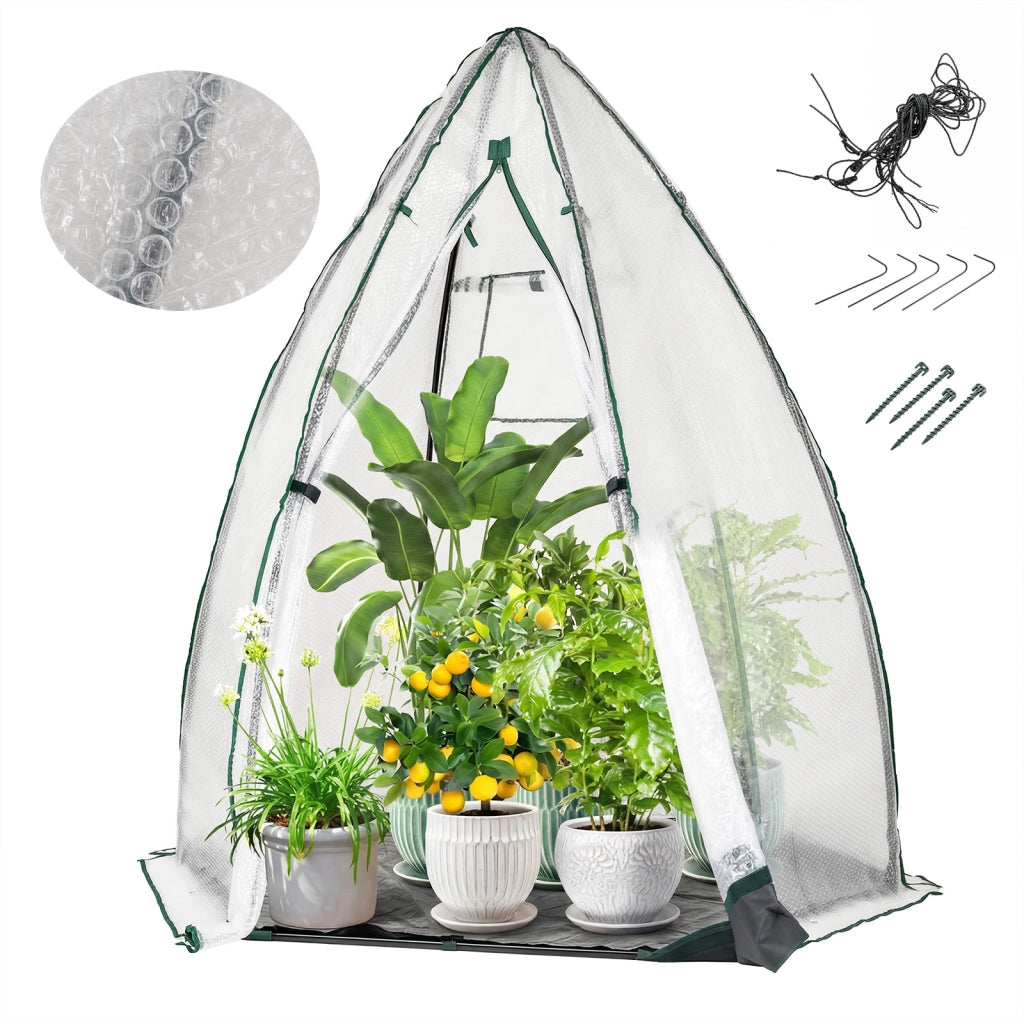 Mini serra portatile pe bolle pesante porta cerniera finestra rete pavimento-Serra cupola piccola esterno kit 160x139x182 cm