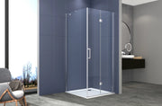 Box doccia Angolare 100x80 cm porta a soffietto + fisso H200 cm cristallo 6 mm profilo CROMATO ZAIRA