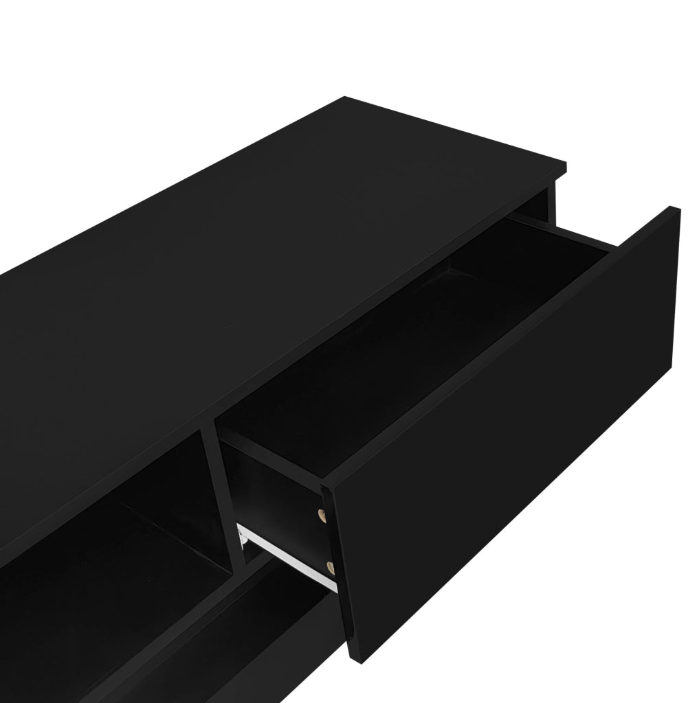Mobile TV 160 x 35 x 40;5 cm con LED controllabili tramite app; 2 cassetti; nero lucido