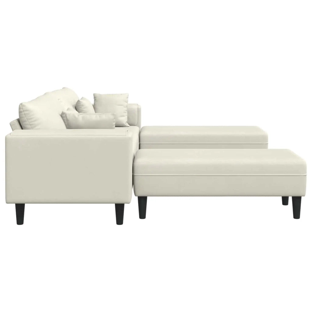 Divano 3 pcs Crema 250 x 188 x 76 cm Velluto 3335179