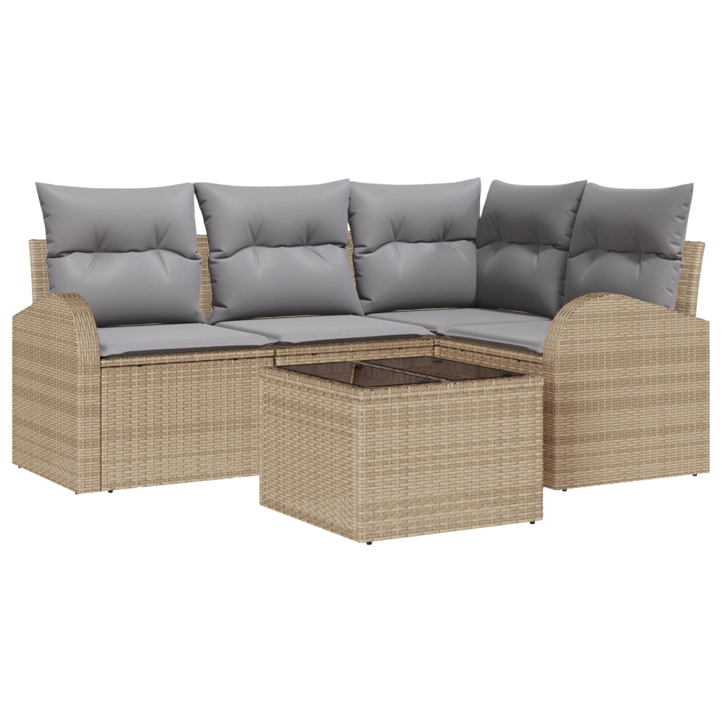 Set di divani da giardino con cuscini Black Poly Rattan