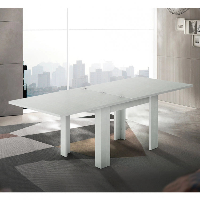Tavolo Allungabile a Libro Design Moderno Larice Bianco "JESI"