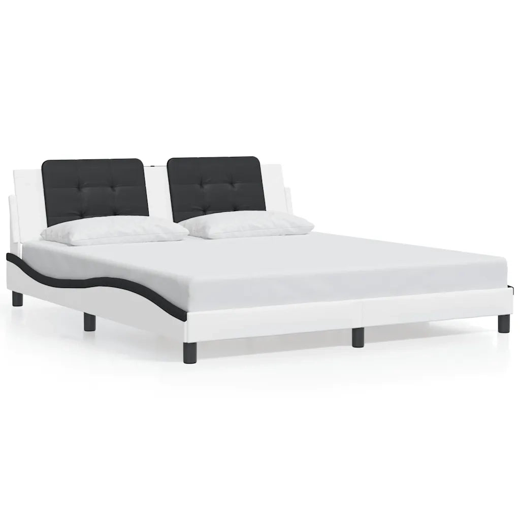 Giroletto senza Materasso Zadar Bianco e Nero 180x200 cm in Similpelle 3208204