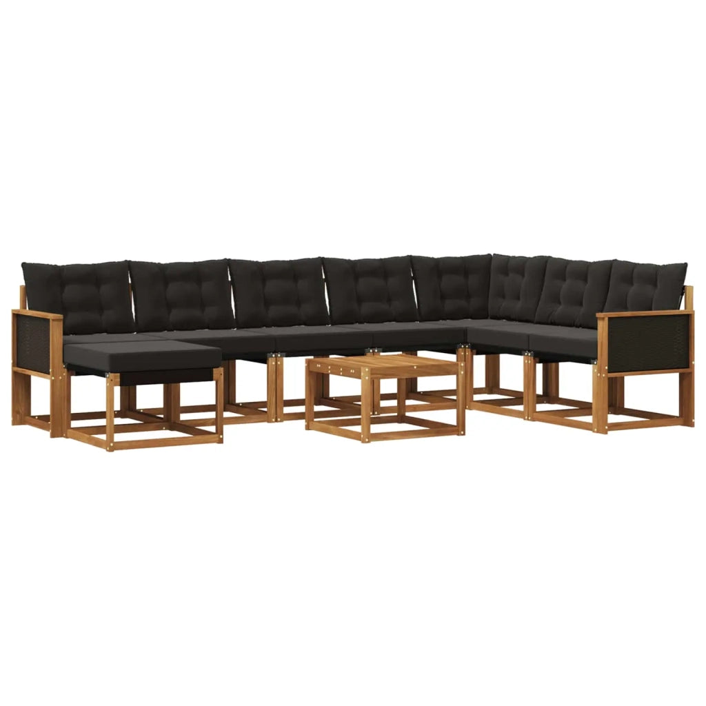 Set di divani da esterno 9 pz Naturale e Nero 3382152