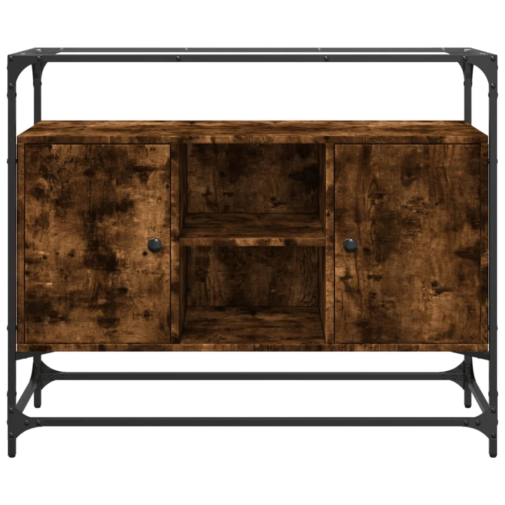 Buffet credenza cassettiera armadio mobile contenitore organizer per cucina soggiorno salotto con piano in vetro legno ingegnerizzato marrone 02_0029764