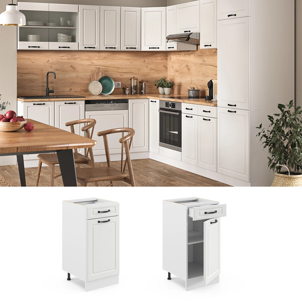 Vicco Mobiletto base per cucina Bianco casa di campagna 40 cm , PL Rovere