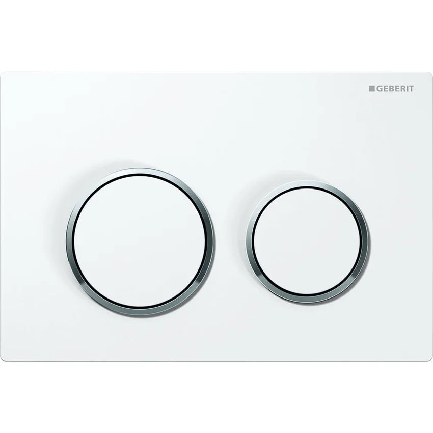 PLACCA DI COMANDO 2 TASTI OMEGA 20- Bianco Anelli Cromo GEBERIT