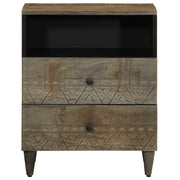 Comodino Grigio Chiaro 50x33x60 cm in Legno Massello di Mango 4017802