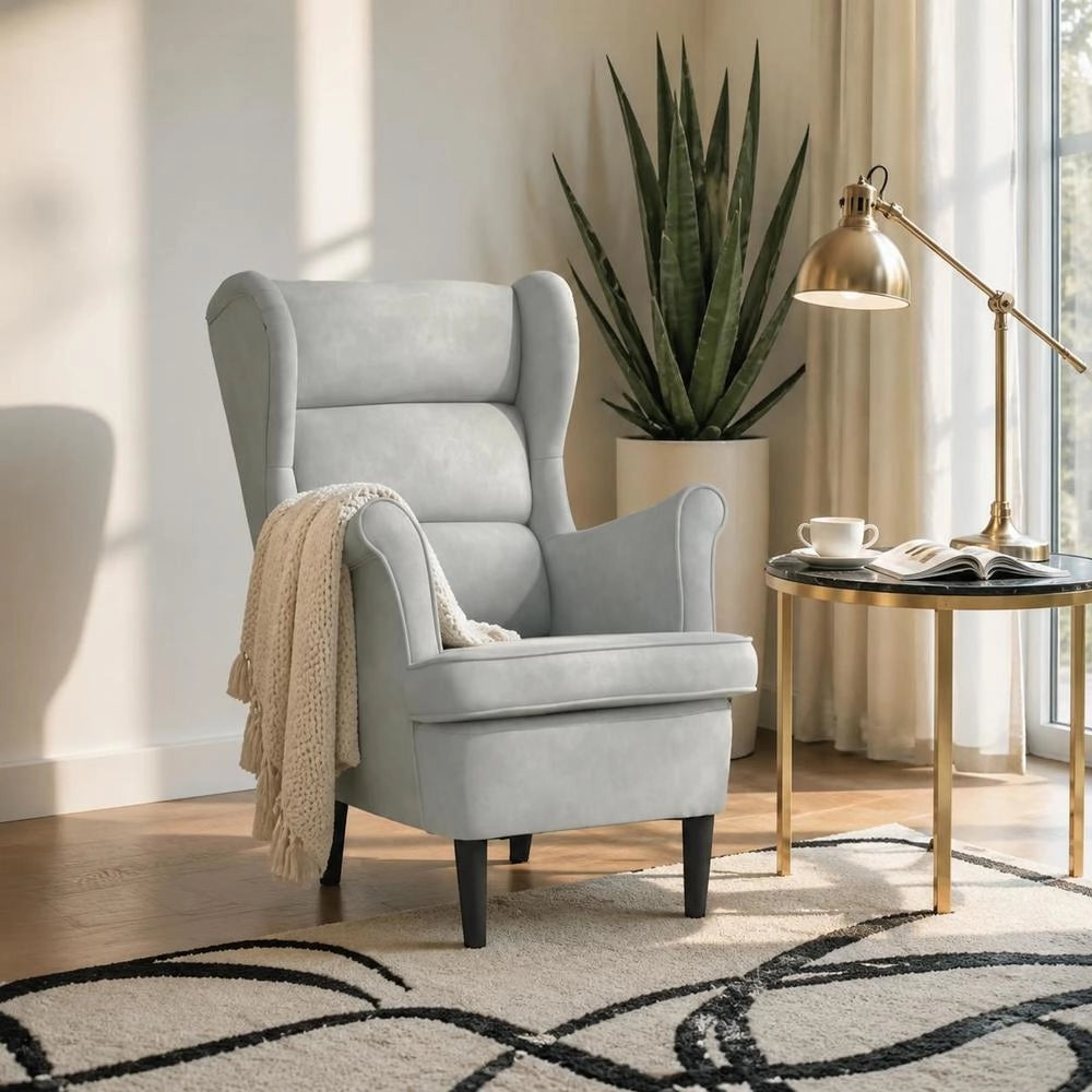 Armchair Light Grey Velvet